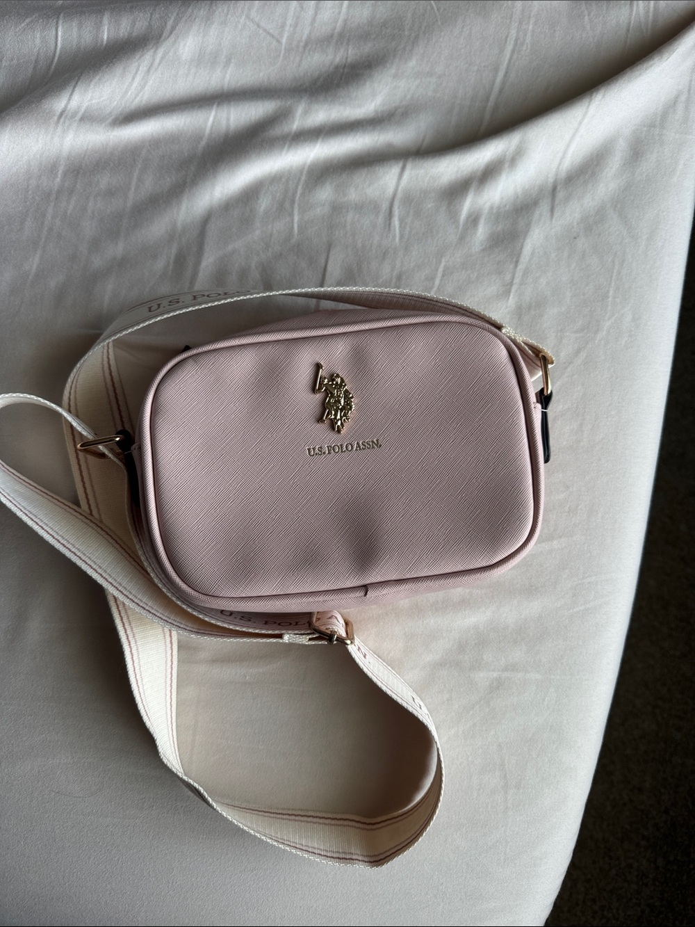 U.S. Polo Assn. Light Pink Crossbody Bag with Gold Logo